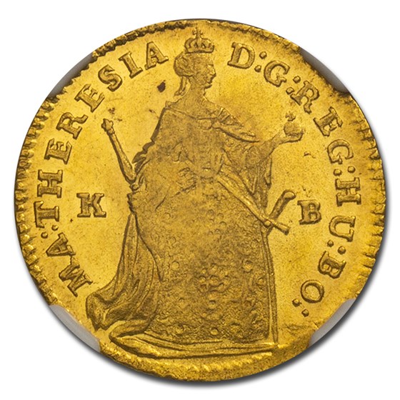 1743-K-B Hungary Gold Ducat Maria Theresia MS-64+ NGC 1743-K-B Hungary Gold Ducat Maria Theresia MS-64+ NGC